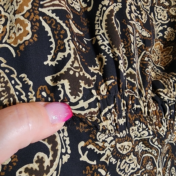 Venezia 100% silk midi dress. Black brown. Size 14/16. Y2K vintage. - Picture 9 of 14